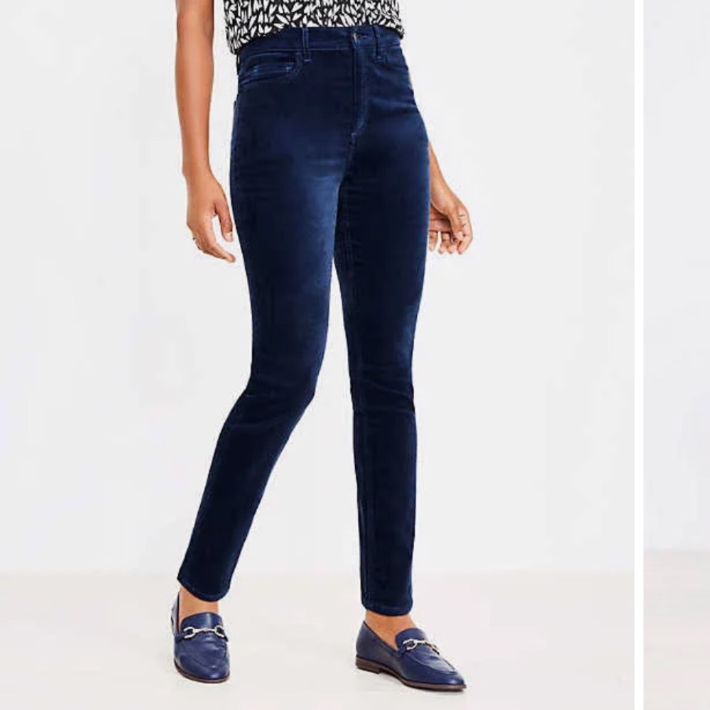 MAJE Navy velvet Skinny Stretch High Rise Pants
